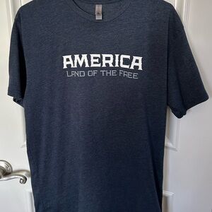 Next Level Apparel Blue Short Sleeve Tee with AMERICA Print
